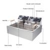 [Replace the old encoding 82308600]Eh83O 110V Oil Consumption 12.7Qt/12L Oil Pan Total Capacity 23.26Qt/22L Stainless Steel Large Single-Cylinder Elec